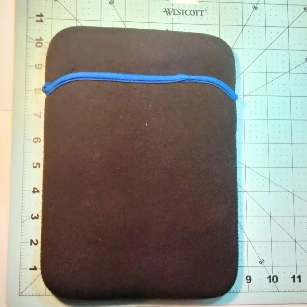 Black Neoprene Tablet Sleeve Blue Trim 10 x 7 in